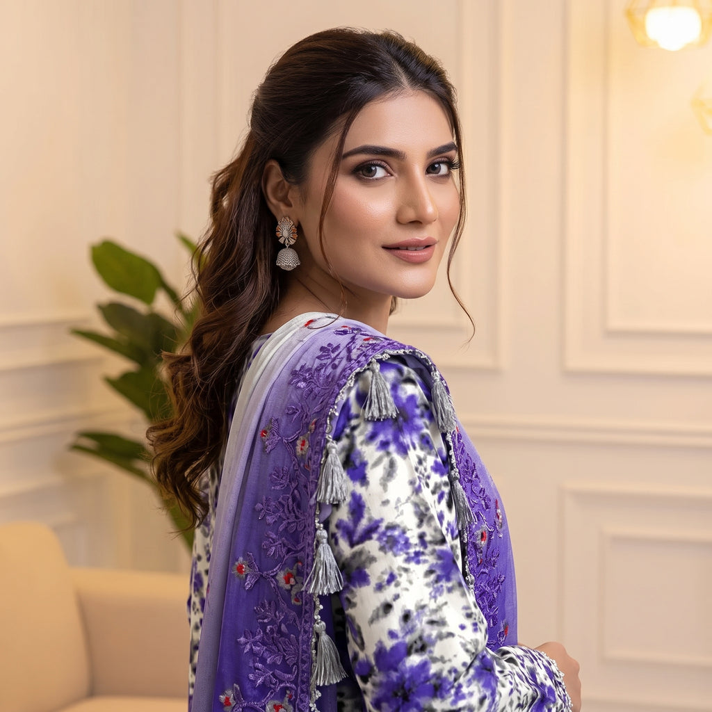 Lavender Bloom - 3 Piece Unstitched Suit – Careeb