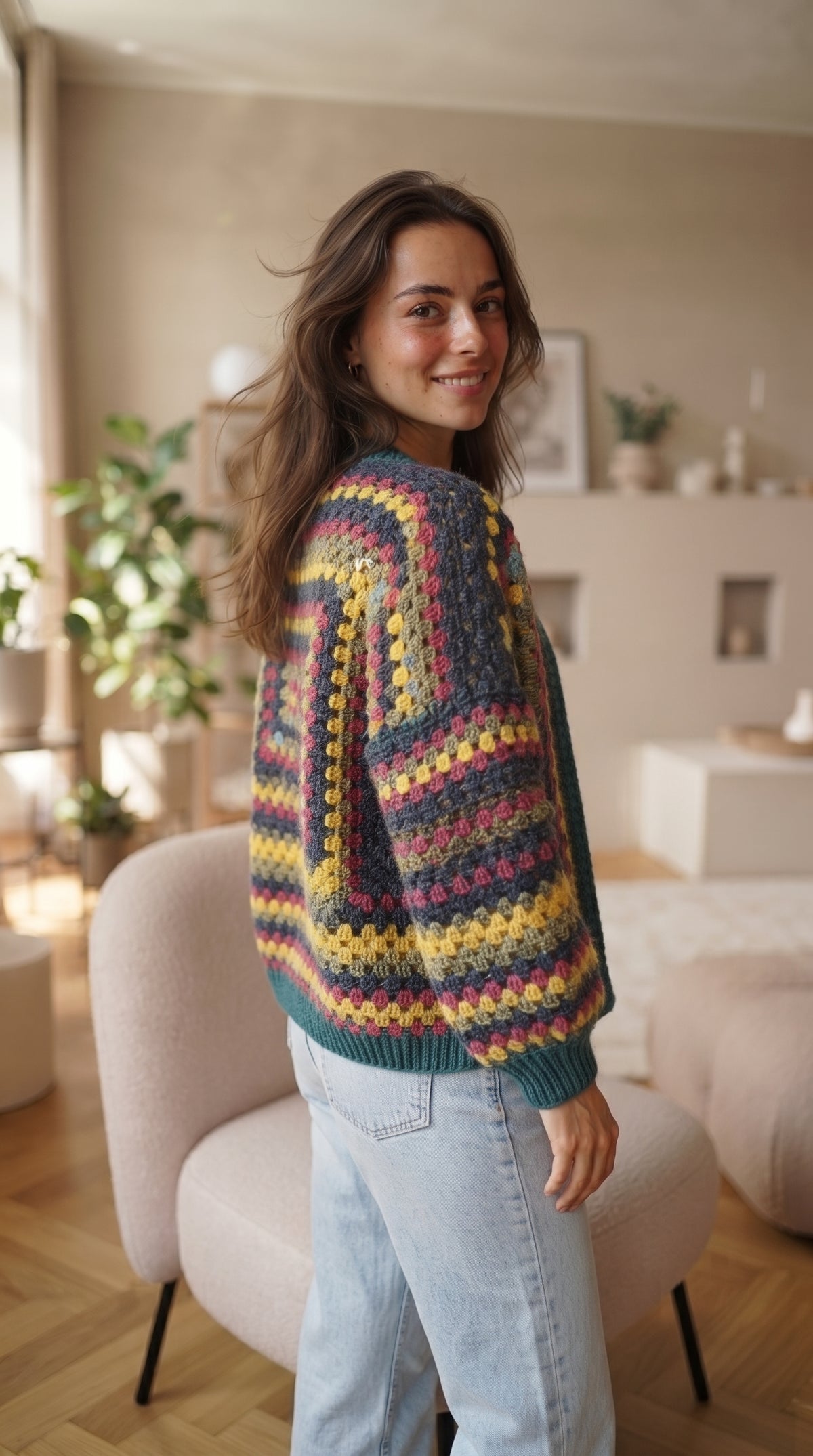 Handcrafted Colorful Granny Square Crochet Cardigan – Careeb