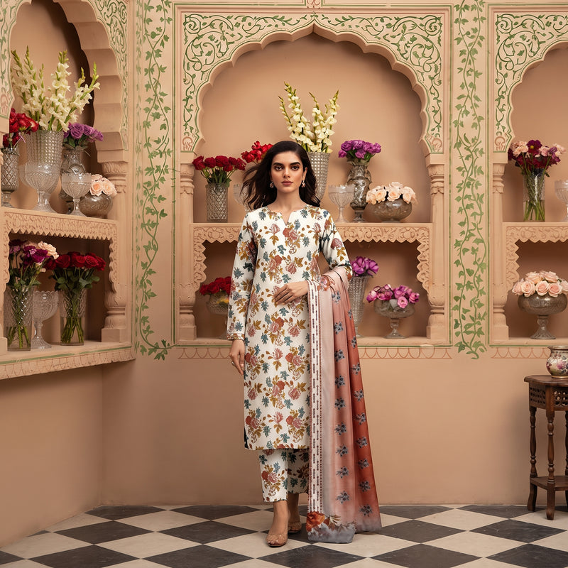 Vintage Rose Printed 3-Piece Ethnic Suit Set – Tana Dora
