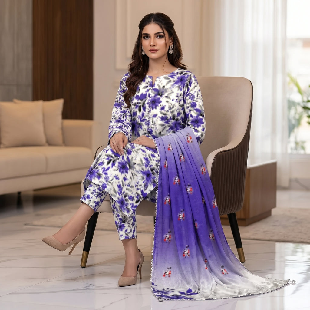 Lavender Bloom - 3 Piece Unstitched Suit – Careeb
