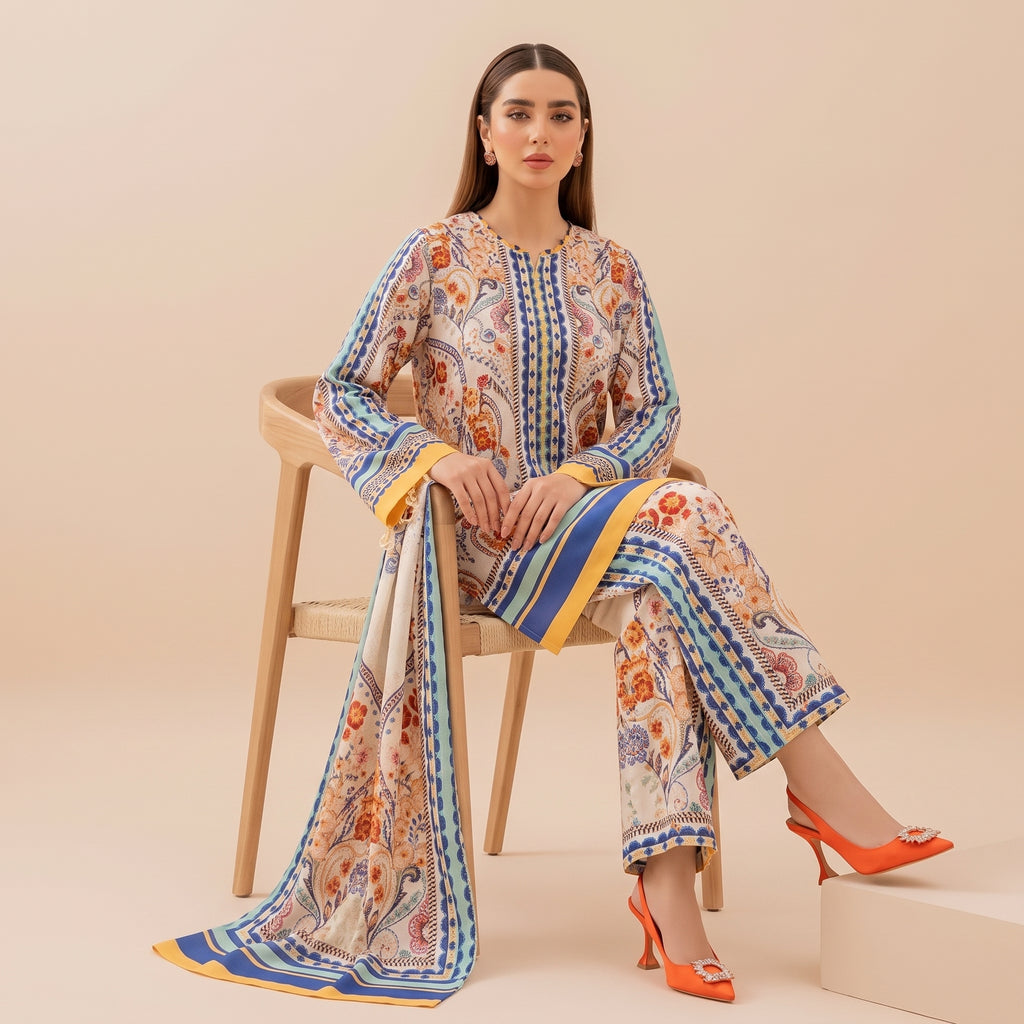 2 Piece Unstitched Suit - Floral Paisley Print – Careeb