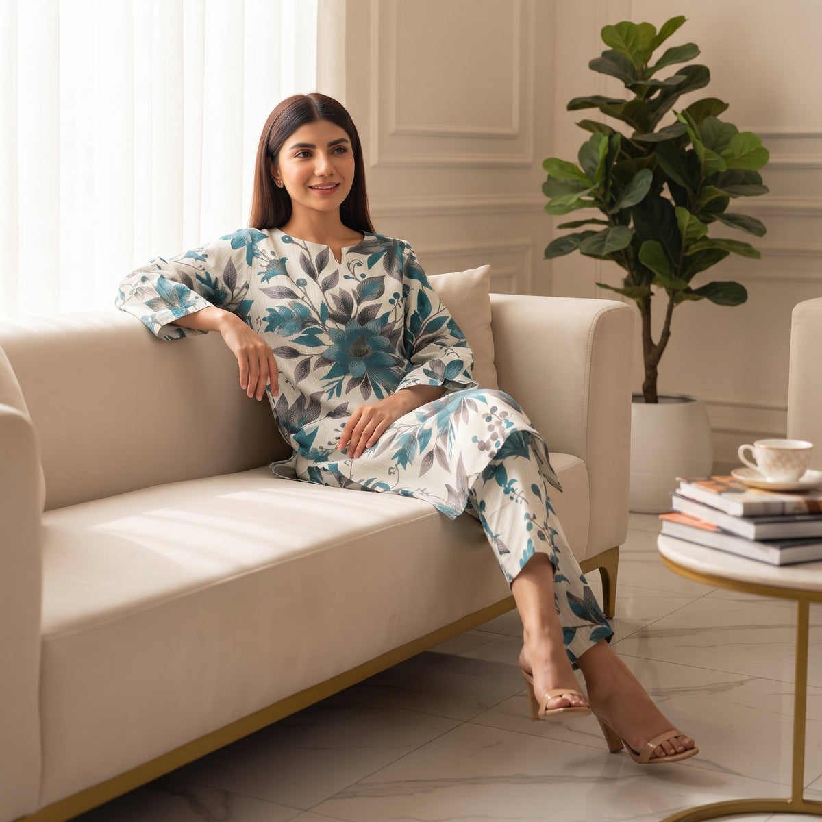 Floral Print Lawn 3PC Unstitched Suit – Swiss Lawn