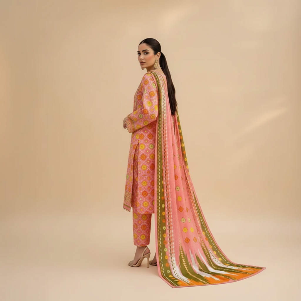 Pink Floral Suit - Side Profile