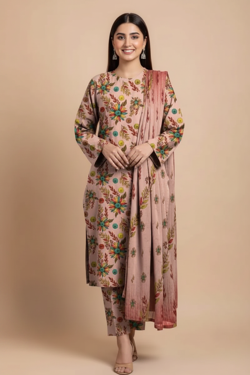Pink Floral Suit - Front Pose