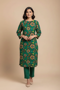 Green Floral Suit - Front Pose