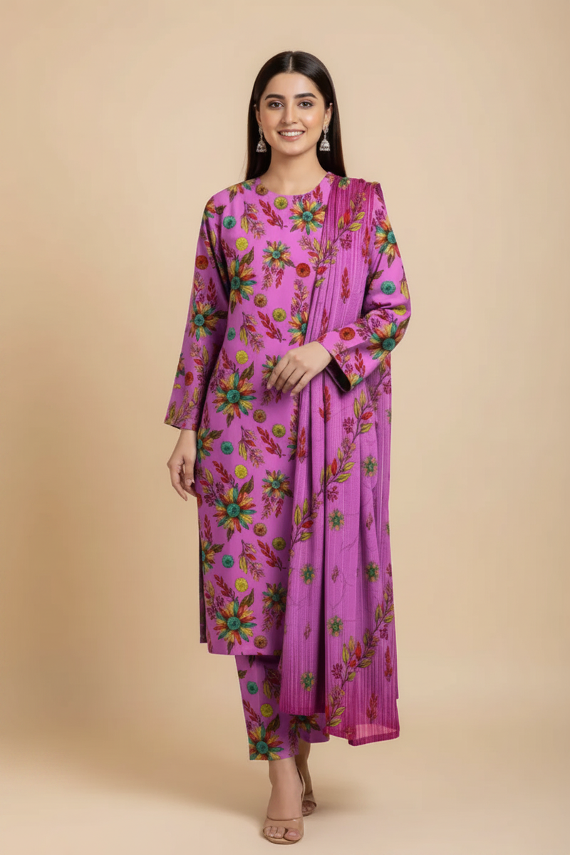 Purple Floral Suit - Front Pose