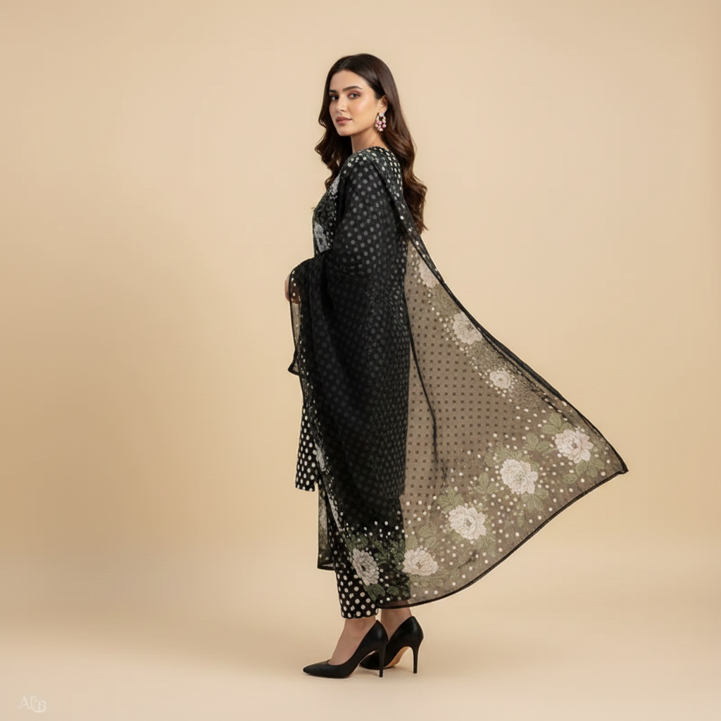 Black Polka Dot Suit - Side Profile