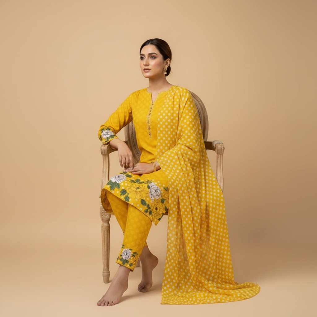 Mustard Yellow Suit - Sitting Pose