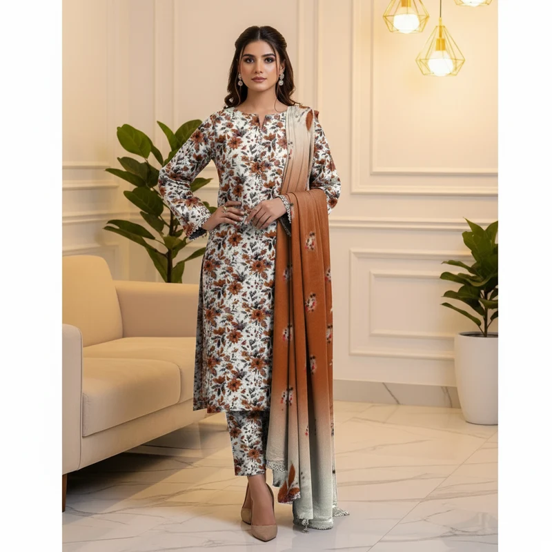 White Floral Botanical 3-Piece Suit - Original