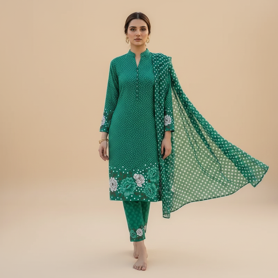 Teal Green Suit - Front Pose