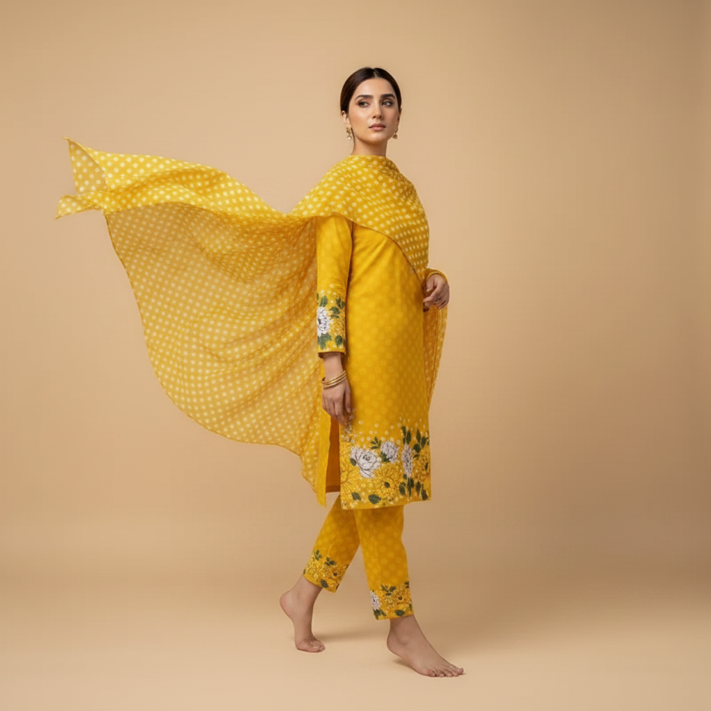 Mustard Yellow Suit - Walking Pose