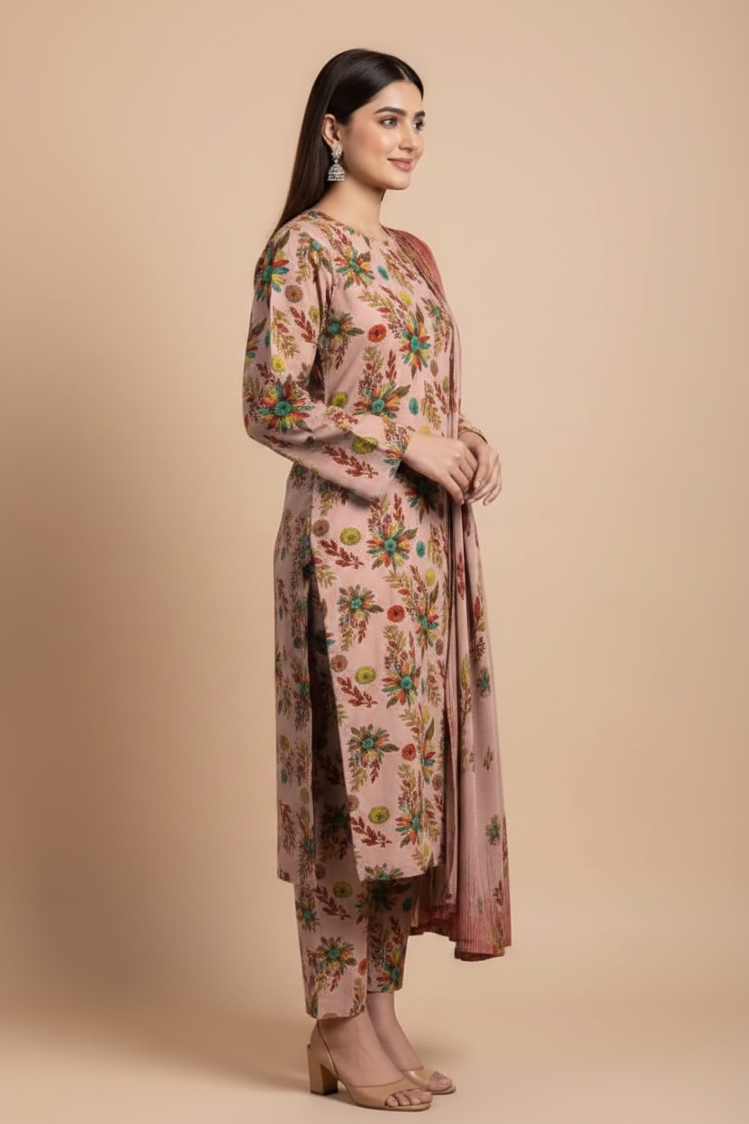 Pink Floral Suit - Side Pose