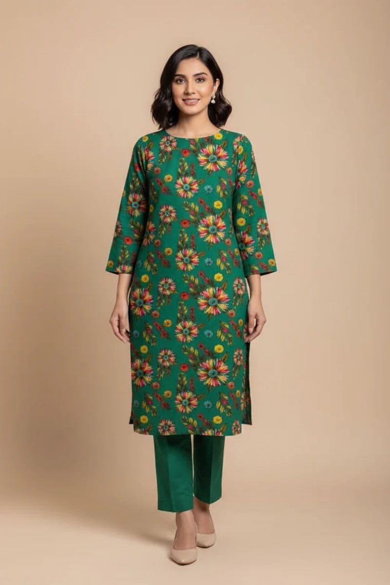 Green Floral Printed 2-Piece Suit - Original