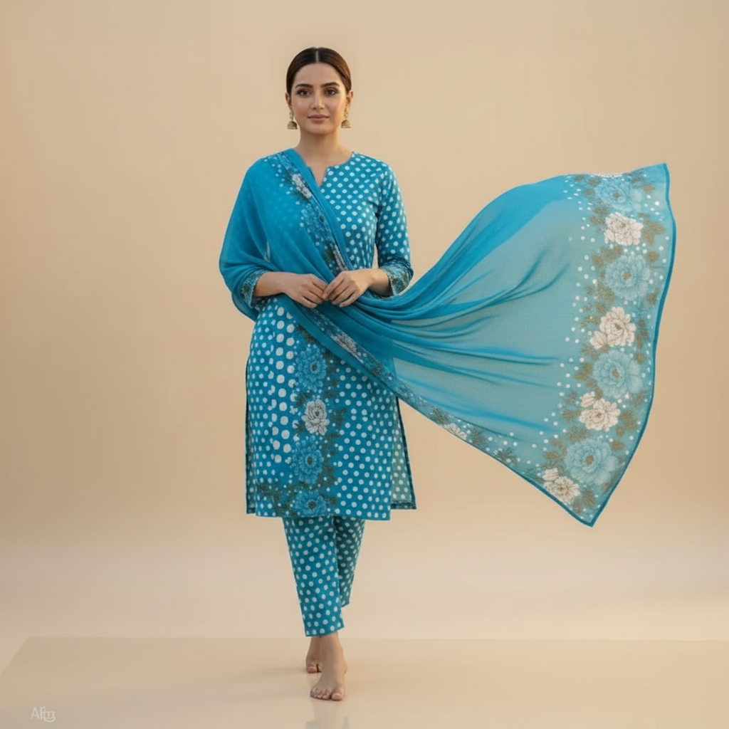 Sky Blue Suit - Walking Pose