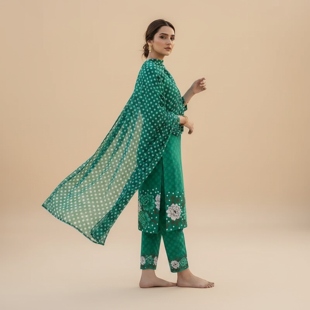 Teal Green Suit - Side Profile