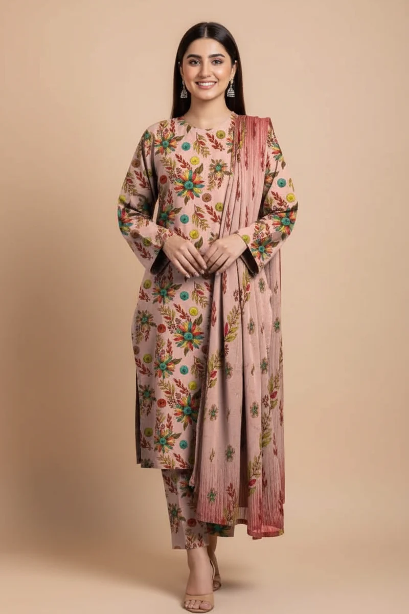 Pink Floral Printed 3-Piece Suit - Original