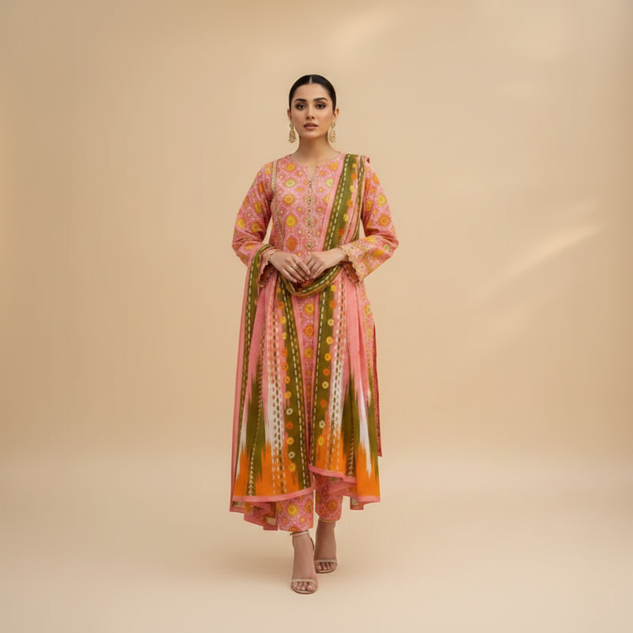 Pink Floral Suit - Front Pose