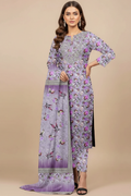 Lavender Purple Floral Lawn Suit - Front Pose